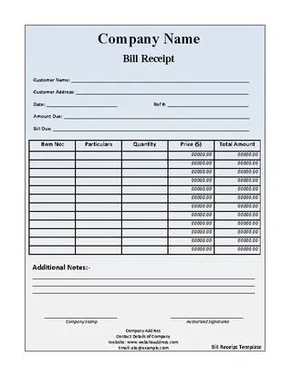 Bill Receipt Template