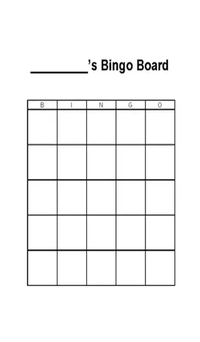 Bingo Board Template Word