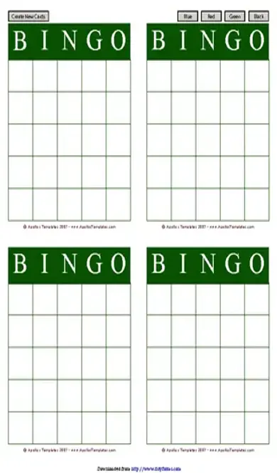 Bingo Card Template 2