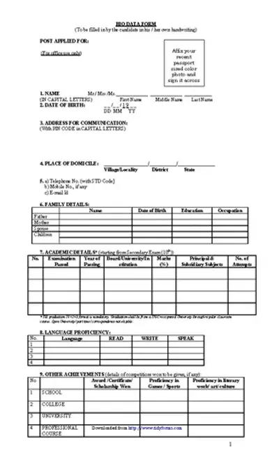 Biodata Application Form