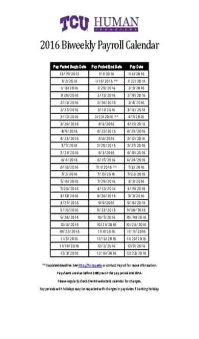 Biweekly Payroll Calendar Template