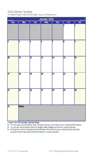 Blank Apointment Calendar Template