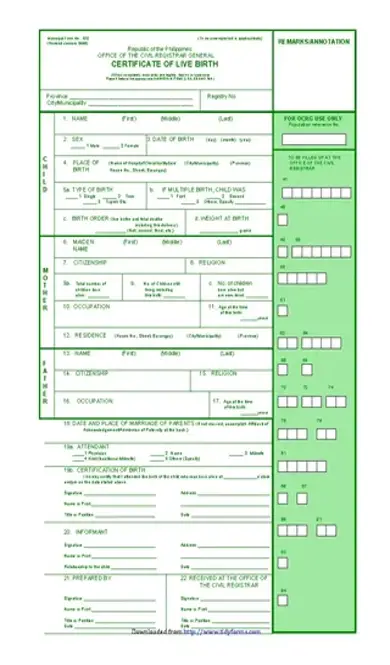 Blank Birth Certificate Form