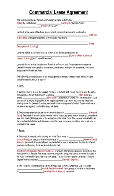 Blank Commercial Lease Agreement Template