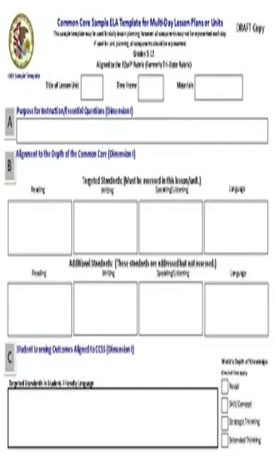 Blank Common Core Sheet Template2