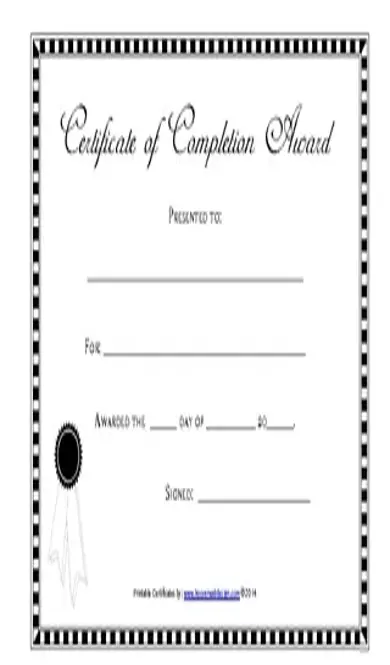 Blank Completion Certificate Template