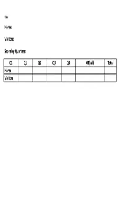 Blank Football Scoresheet Board