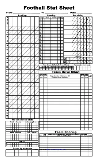 Blank Football Stat Sheet