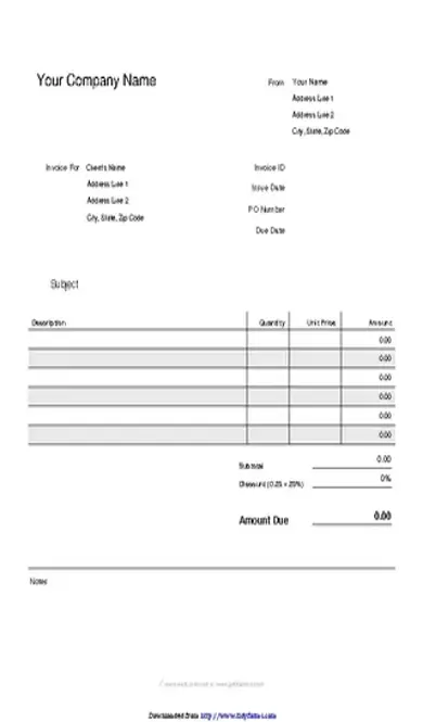 Blank Invoice Template 1