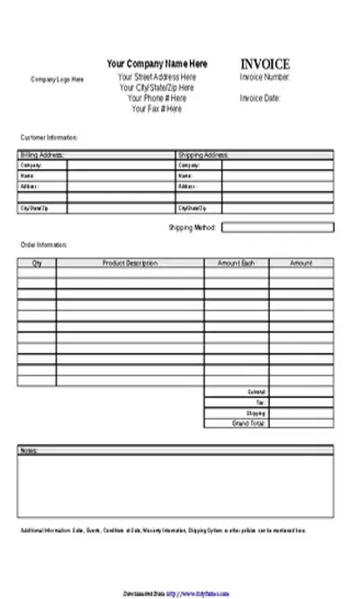 Blank Invoice Template 2