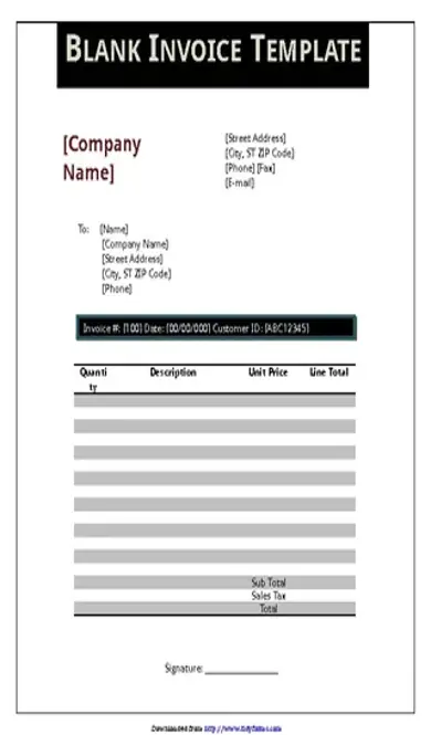 Blank Invoice Template 3