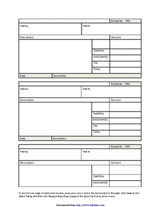 Blank Receipt Template 2