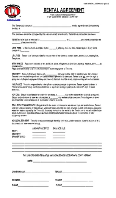 Blank Rental Agreement Of Apartment