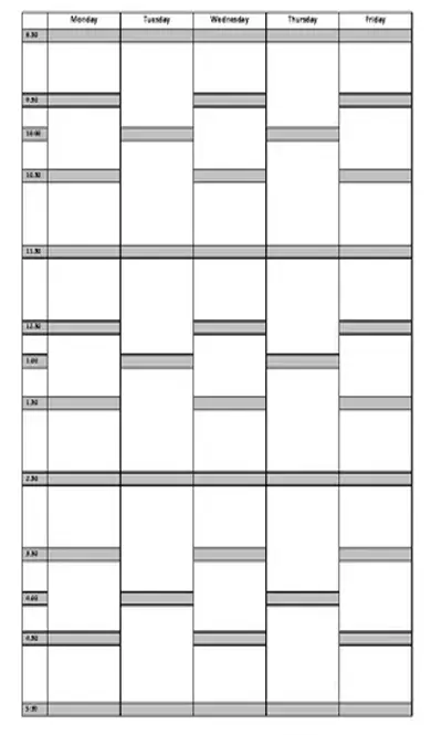 Blank Timetable Template For Free