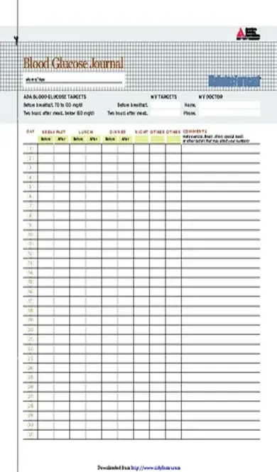 Blood Glucose Journal