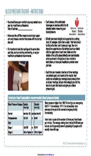 Blood Pressure Chart Template