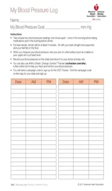 Blood Pressure Chart PDF