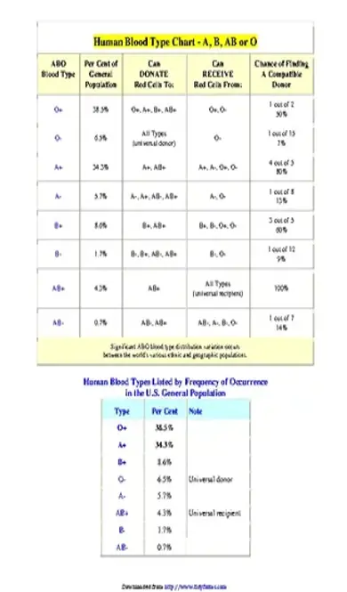 Blood Type Chart 1