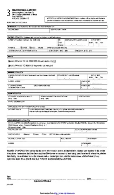 Blue Cross Blue Shield Association Medical Claim Form 2