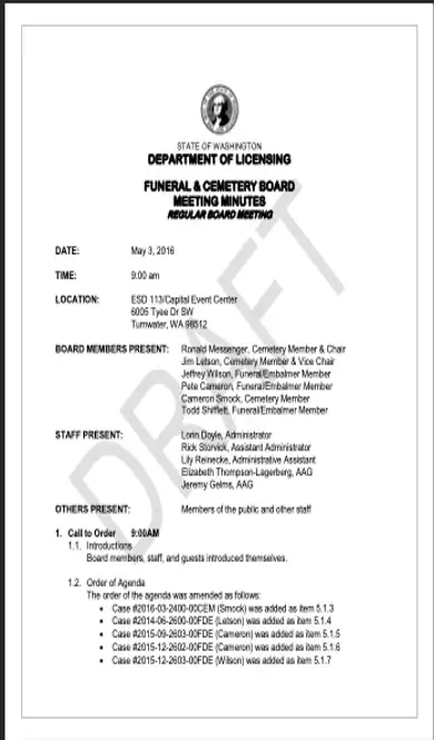 Board Meeting Agenda Template 1 Fillable PDF Form