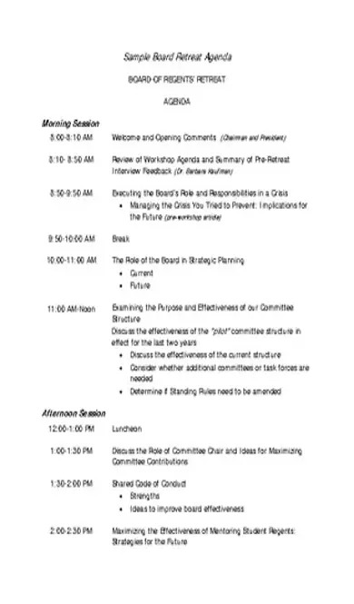 Board Retreat Agenda Template