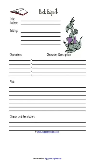 Book Report Template 3