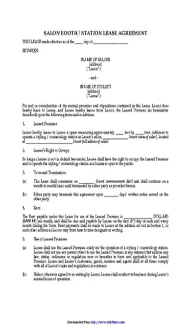 Booth Rental Agreement 1