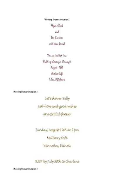 Bridal Wedding Shower Invitation Template