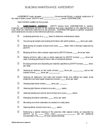 Building Maintenance Agreement