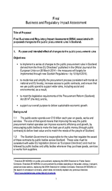 Business And Regulatory Impact Assessment Template