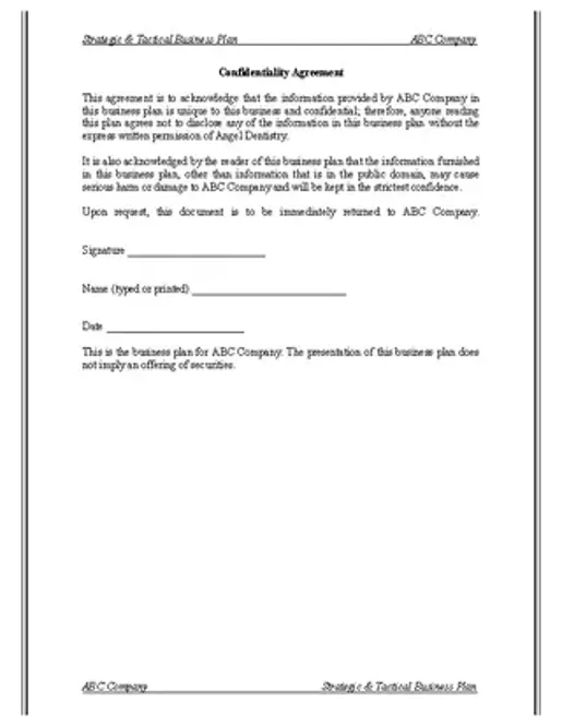 Business Confidentiality Agreement Template