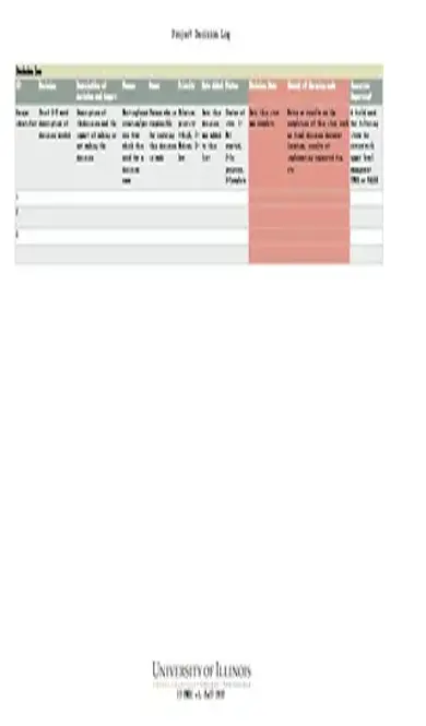 Business Decision Log Template