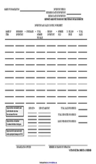 Business Inventory Spreadsheet