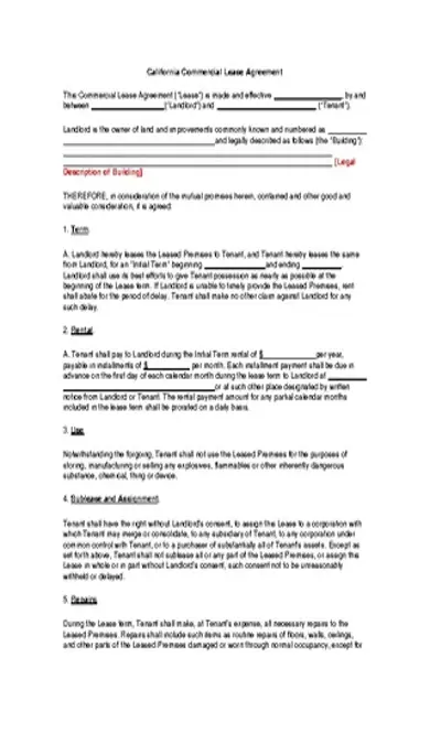 Business Lease Template