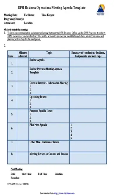 Business Meeting Agenda Template 1