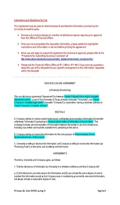 Business Non Disclosure Agreement