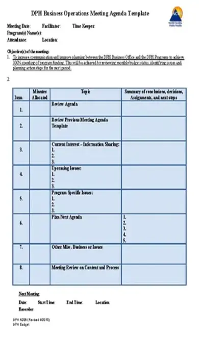 Business Operations Meeting Agenda Template