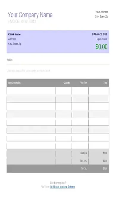 Cake Decorating Invoice Template