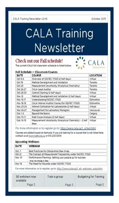 Cala Training Newsletter