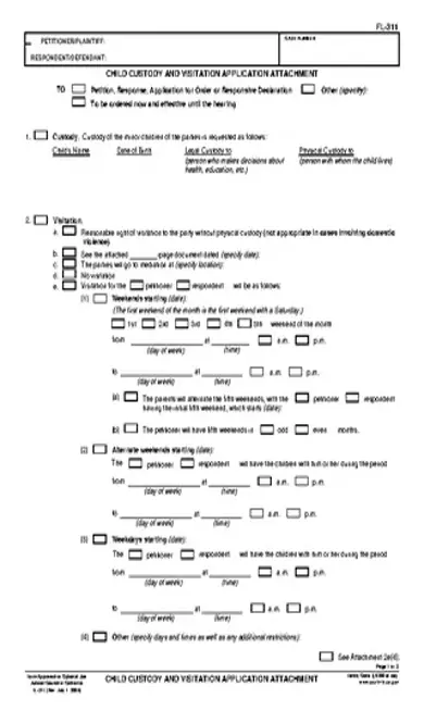 California Child Custody Form