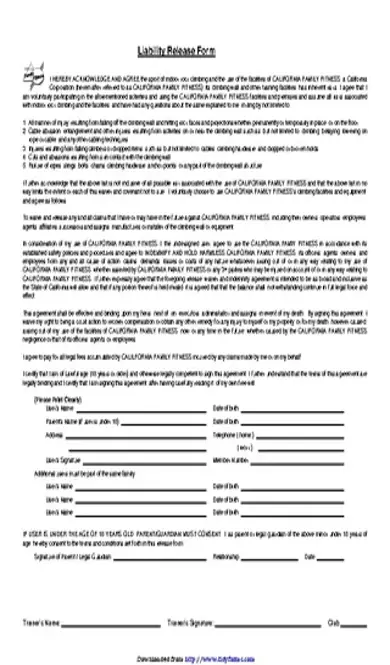 California Liability Release Form 1