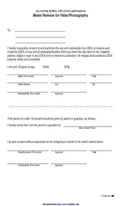 California Model Release Form 2