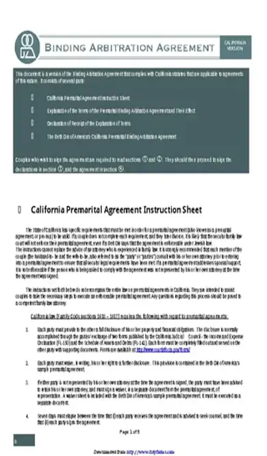 California Prenuptial Agreement Sample