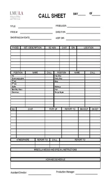 Call Sheet Template1