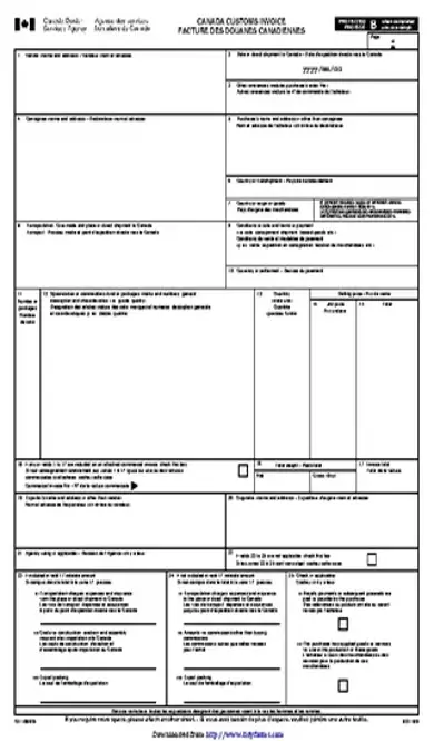 Canada Customs Invoice