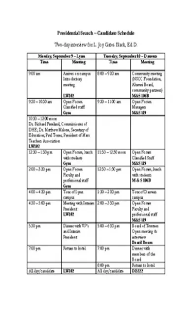 Candidate Interview Schedule Template