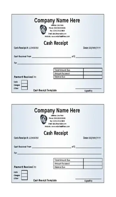 Cash Receipt Template