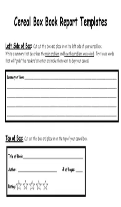 Cereal Box Book Report Template