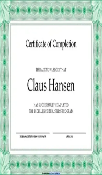 Certificate Of Completion Template 1