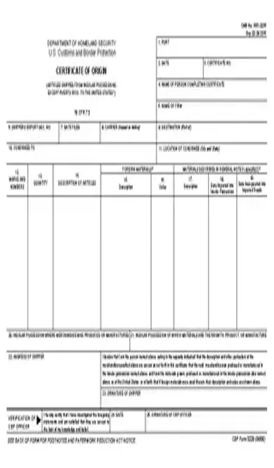 Certificate Of Origin Template For Cargo Logistics